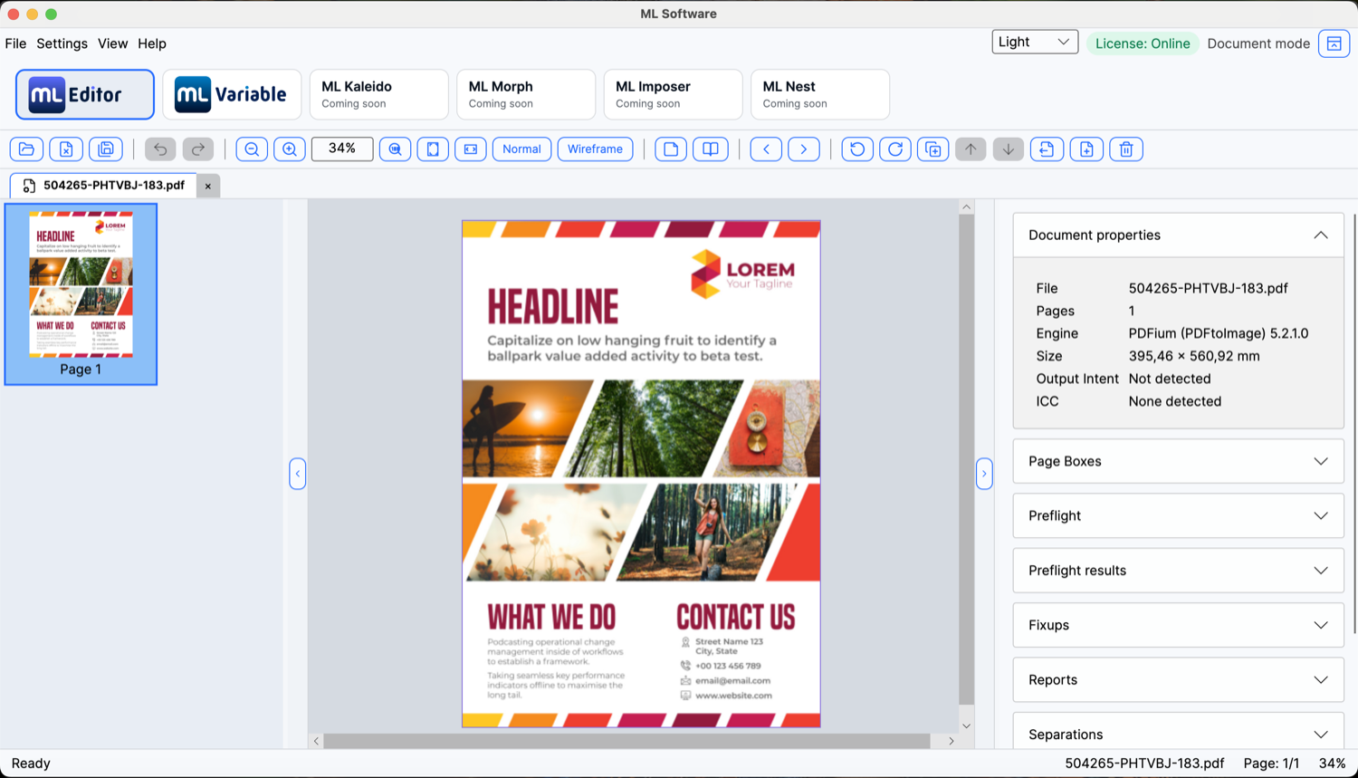 ML Editor — light interface